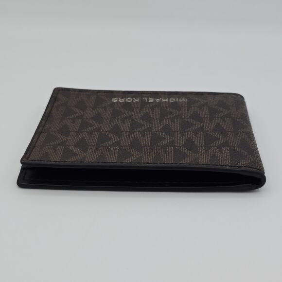 Michael Kors Jet Set Bifold Wallet Brown Logo & Black Leather - Picture 11 of 12